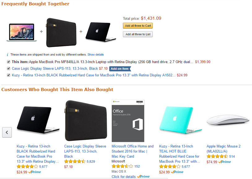 E-commerce stores like Amazon recommends you items based on data